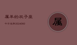 属羊的双子座今日运势(20240610)