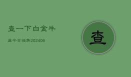 查一下白金牛座今日运势(20240613)