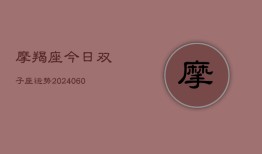 摩羯座今日双子座运势(20240604)