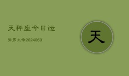 天秤座今日运势男土命(20240610)