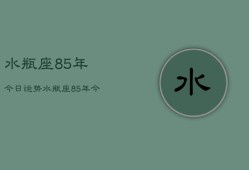 水瓶座85年今日运势，水瓶座85年今日运势查询