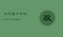 双子座今日运势忌什么(20240606)